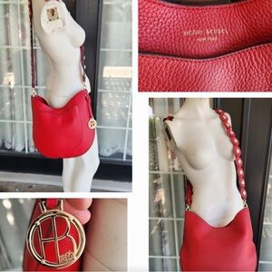 Henri Bendel Vibrant Red Shoulder Bag with Gold Charm